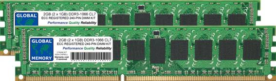 2GB (2 x 1GB) DDR3 1066MHz PC3-8500 240-PIN ECC REGISTERED DIMM (RDIMM) MEMORY RAM KIT FOR SERVERS/WORKSTATIONS/MOTHERBOARDS (2 RANK KIT NON-CHIPKILL)